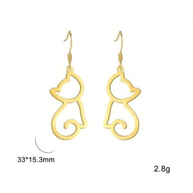 Boucles d'oreille silhouette de chat.